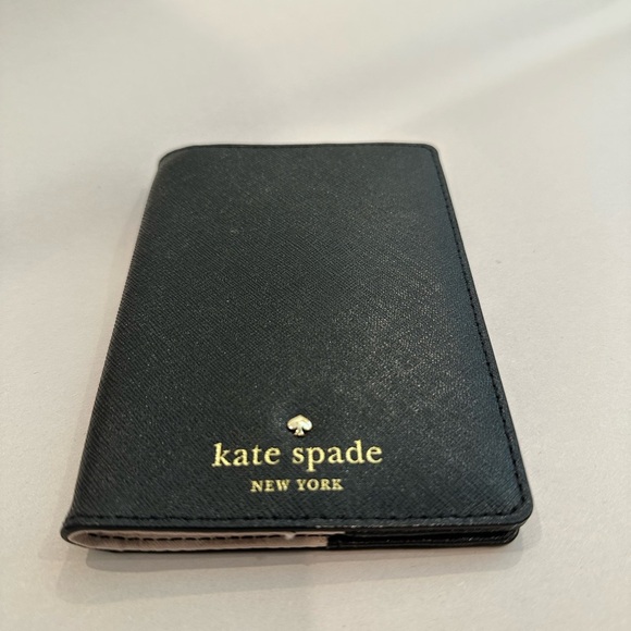 Kate Spade Cedar Street Passport Holder Card Wallet Black Leather Polka Dot - Picture 7 of 13